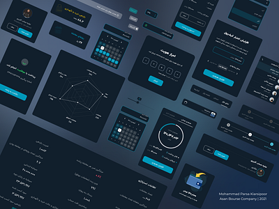 Asan Bourse Company Dark Mode UI Kit app application blue bourse dark dark blue dark mode design financial money persian kit ui ui kit user interface ux visual design web design web ui ux