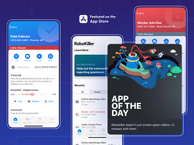 Robokiller featured on the App Store app growth app store apple branding design featured mobile app recording recording spam calls robokiller robot calls spam calls trapcall
