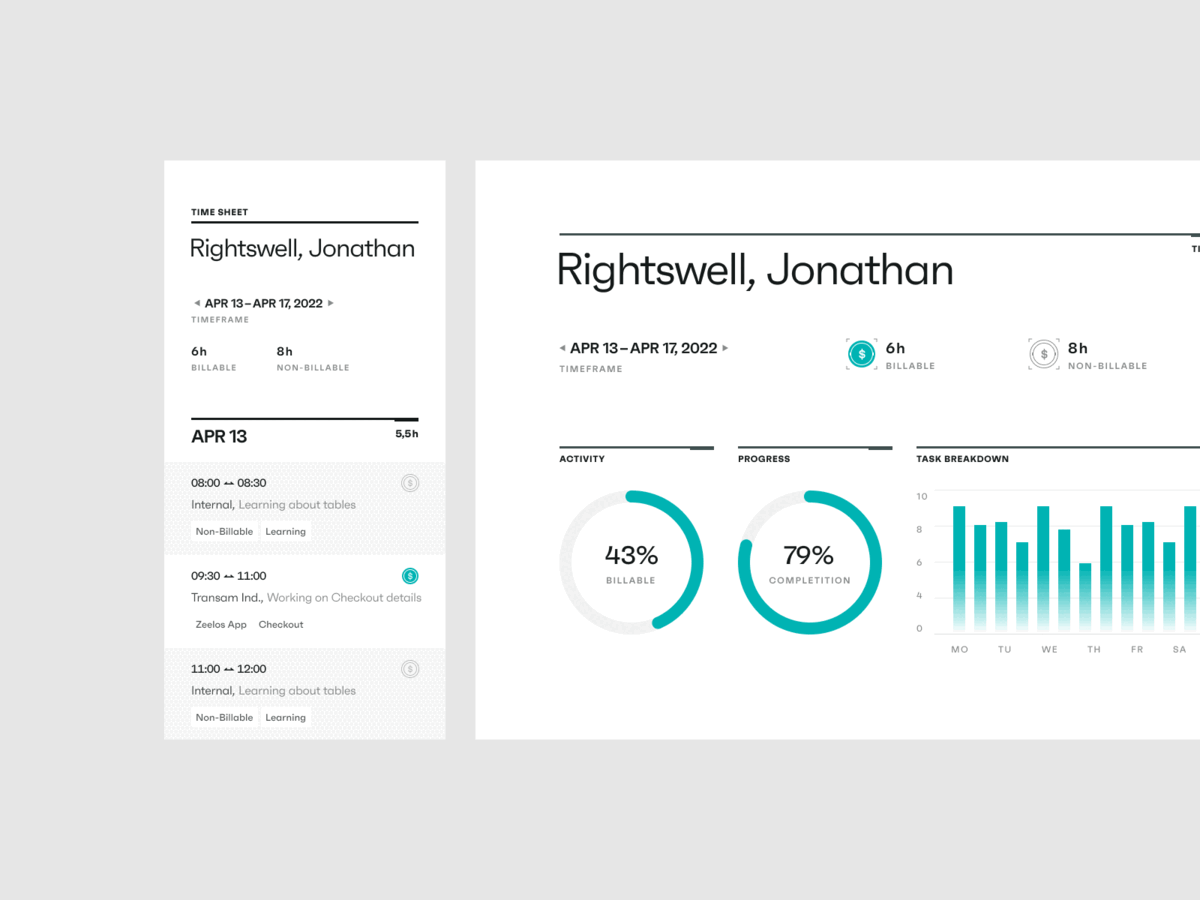 Time Tracking App app charts design illustration interface time tracking ui web