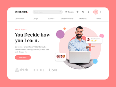 OptiLearn - Learning Web App Template app application branding creative design graphic design illustration learning app mobile ui user experience user interface ux web app web design website