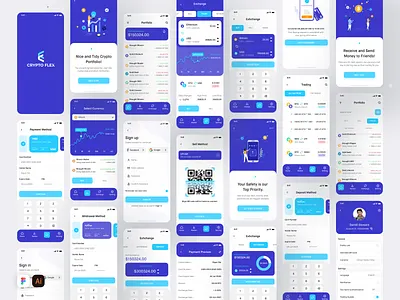 "Crypto Flex" - Buying, Selling, Trading Crypto Platform. app designer cryptocurrency digital currency mobile app design mobile ui product design trendy ui 2021 ui ui designer uiux ux designer