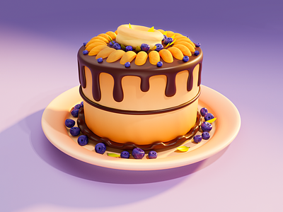 Blueberry cake 3d 3d art 3d beautiful 3d blender 3d cozy 3d design 3d food 3d food illustration 3d fruit 3d icon 3d illustration 3d kitchen 3d object blender cake 3d georgia graphic design object purple tbilisi