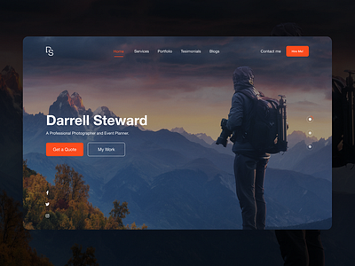 Portfolio Website(Intro-section) dark theme design flat intro section minimal photographer portfolio simple ui ux webdesign website