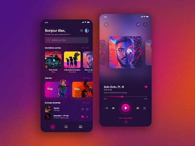 Music App adobe xd app blur dark figma gradient mobile music pink ui