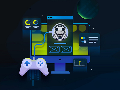 UI/UX game contest illustration dark development game gamed glow space stars ui ux