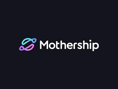 Mothership branding connect cosmos dropshipping flow fluid infinity logo modern mothership partnership planet ring saturn shop shopping space symbol