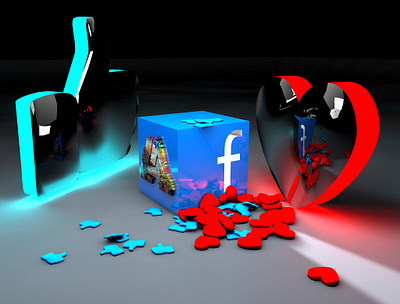 Facebook Like & Love Symbols in 3d 3d animation branding design graphic design illustration logo motion graphics ui vector