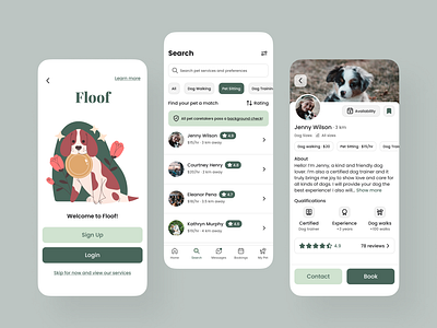 Floof—Mobile App UI Design app app design application booking branding case study clean design dog walking app ios mobile mobile app pet care app product design ui ui design user experience ux ux design visual design