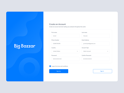 Sign Up Page - Dashboard Design create account design form log in login register register page registration registration page sign in form sign in page sign in screen sign up sign up form sign up page sign up screen signup ui ux web