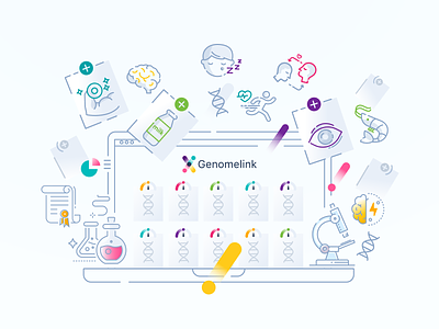 Genomelink branding bright components design dna genome icons illustration sketch traits white