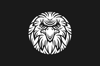 Bold Eagle Logo animal black bold branding brave circle design eagle exclusive face hawk head illustration logo modern nature silhouette vector white wild
