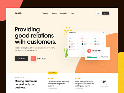 Respo-CRM Header Design crm crm software header header design header ui landing page product design saas saas website saas header saas landingpage software ui uiux design uiux design agency web web ui webdesign website design