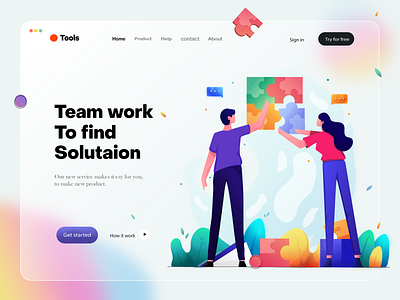 Team work illustration 2d ai character design flat illustration girl illustration landing page man problesolution remote team teamwork together ui vector web web illustration website work