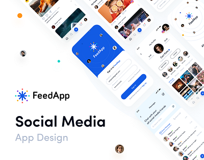 Social Media App android app design application chatting app clean design illustration ios logo media app minimal mobile mobile application screens social app social media technology ui ui design ux