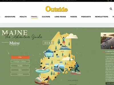 Interactive Maine Map illustration adventure animation branding design digitalart graphics illustration interactive design lifestyle map outside travel ui ux website