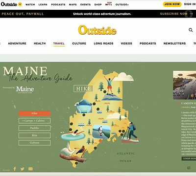 Interactive Maine Map illustration adventure animation branding design digitalart graphics illustration interactive design lifestyle map outside travel ui ux website