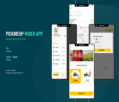 PICKMEUP-RIDER APP animation company mobile mobile application ride rider riderapp uiux user experience