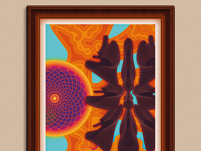 Microcosm - Limited Edition Print art black edition forsale frame limited orange print product psychedelic retro trippy yellow