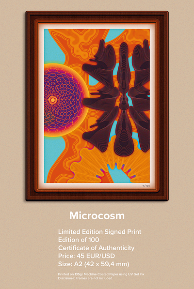 Microcosm - Limited Edition Print art black edition forsale frame limited orange print product psychedelic retro trippy yellow