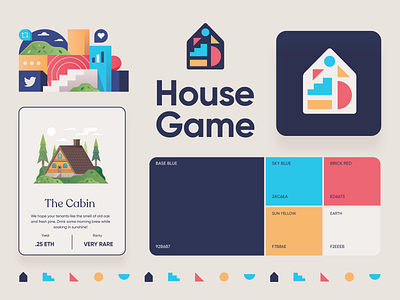 House Game Brand ID abstract app brand branding guide house icon illustration logo logomark logotype palette pattern real estate shapes studio typography ui vector website