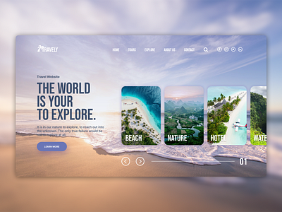 Travely Website Landing Page design homepage landing page nature travel travel website design ui website