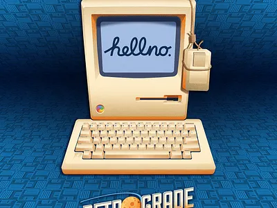 Bad Apple computer issues floppy disc logo design macintosh malfunction mercury old technology restart retrograde texture vector