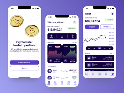 Cryptocurrency App product design ui ux