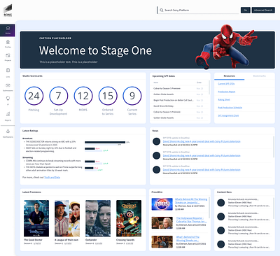 Sony Pictures Show Development Platform branding graphic design ui wireframes