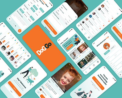 DogGo - Dog Walking App 🐶 animal app branding cards case study design dog dog walking dogs drawer filter hourly illustration logo rate search ui user profile ux walking