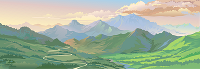 Mountain Landscape graphic design illustration