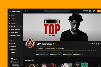 Audiomack art direction music startup ui ux