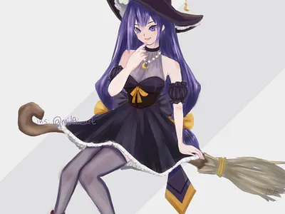 Witch anime art digital digital art illustration inktober witch witchtober