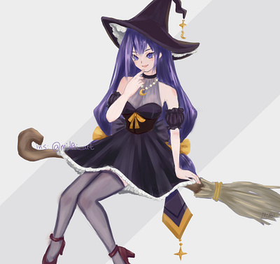 Witch anime art digital digital art illustration inktober witch witchtober