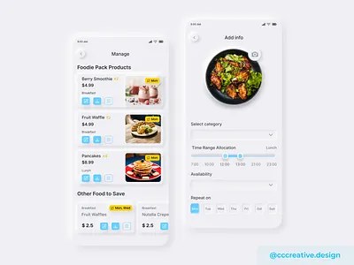 Neumorphic Food Scheduling App Concept design agency freelance design light theme neumorphic neumorphism ui ui design ui designers ux ux design