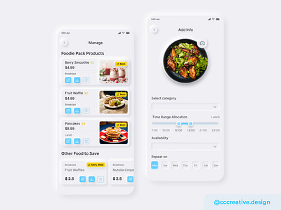 Neumorphic Food Scheduling App Concept design agency freelance design light theme neumorphic neumorphism ui ui design ui designers ux ux design