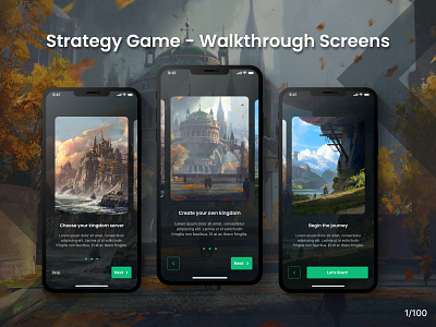 #Exploration Strategy Game Walktrough Screens 2d ui design awesome ui design cool ui design figma game ui gamification get started ui illustration mobile app onboard ui onboarding ui strategy game ui ui ui design uiux uxid walktrough screen welcome ui