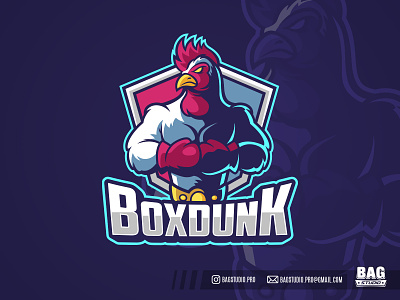 Boxing Rooster Esport Logo bird box boxer boxing cartoon champion character esport fighter gym illustration league logo mascot mma poultry rooster sport vector