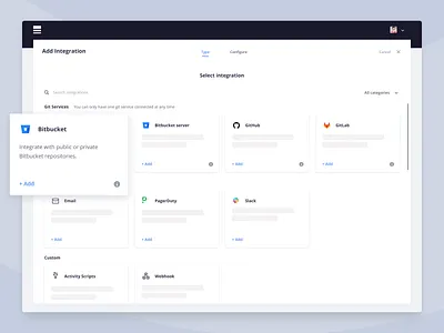 Adding integrations cards integrations plugins setup