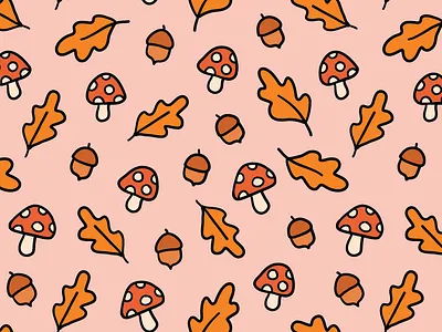 Forest Floor acorns autumn print baby pattern cute pattern doodle fall illustration forest illustrated pattern leaves mushroom pattern print surface designer