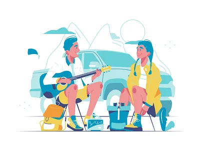 Camping background branding business cartoon design flat illustration internet logo man person technology ui ux vector woman