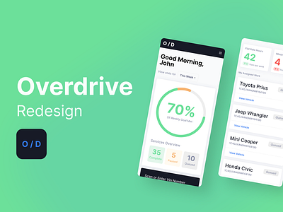 Overdrive Redesign app car dashboard design flat industry ios light logo metrics minimal product ui utilitarian white space