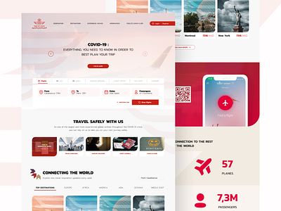 Royal Air Maroc Web Portal airline airplane airport boarding boarding pass branding clean design flat flight flight booking landing landingpage popular popular design popular shot travel ui ux web
