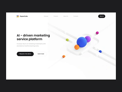 Aspect.Lab - Web Design for AI Marketing Tool 3d 3d design 3d elements ai ai tool animation marketing marketing service motion ui ui design ui trends web web design