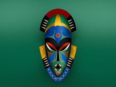 African Mask O. africa african design decoration design drawing face face art graphic design green face illustration mask mask design procreate tribal tribal design