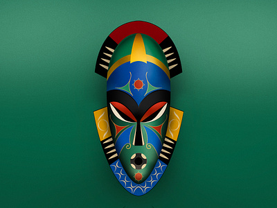 African Mask O. africa african design decoration design drawing face face art graphic design green face illustration mask mask design procreate tribal tribal design
