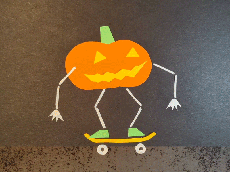 Shred-O-Lantern after effects animation cartoon carve cycle gif halloween inktober jack o lantern kickflip loop mograph october pumpkin shred skate cycle skateboarding spooky stop motion stopmotion