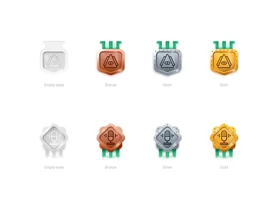 Achievement progress achievement award bronze figmadesign gold icon icondesign medal ribbon silver skeuomorphism uidesign vector