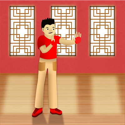 Ming-Sung practice qigong in his studio. 2d animation character characterdesign design graphic design illustration illustrator