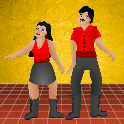 Rodrigo and Martina feeling uncertain at a party background background design character character design design environment environmental design graphic design illustration illustrator inkscape original characters scene scenery vector