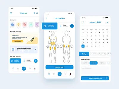 Vaccination Appointment App analysis anatomy animation appointment branding chart covid dashboard gadgets health human illustration injection medical motion graphics organ ux vaccination